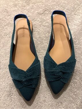Rothy's Everglade Twist Knot-Front Pointed Slingback Flats